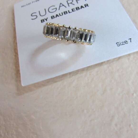 SUGARFIX by BaubleBar Baguette Crystal Statement Ring Size 7 - Picture 2 of 3